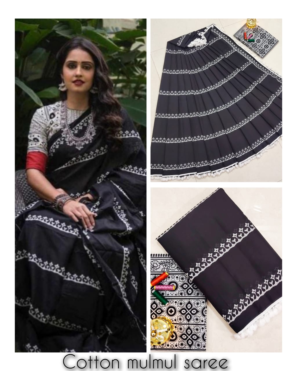 Hand block print Saree with blouse